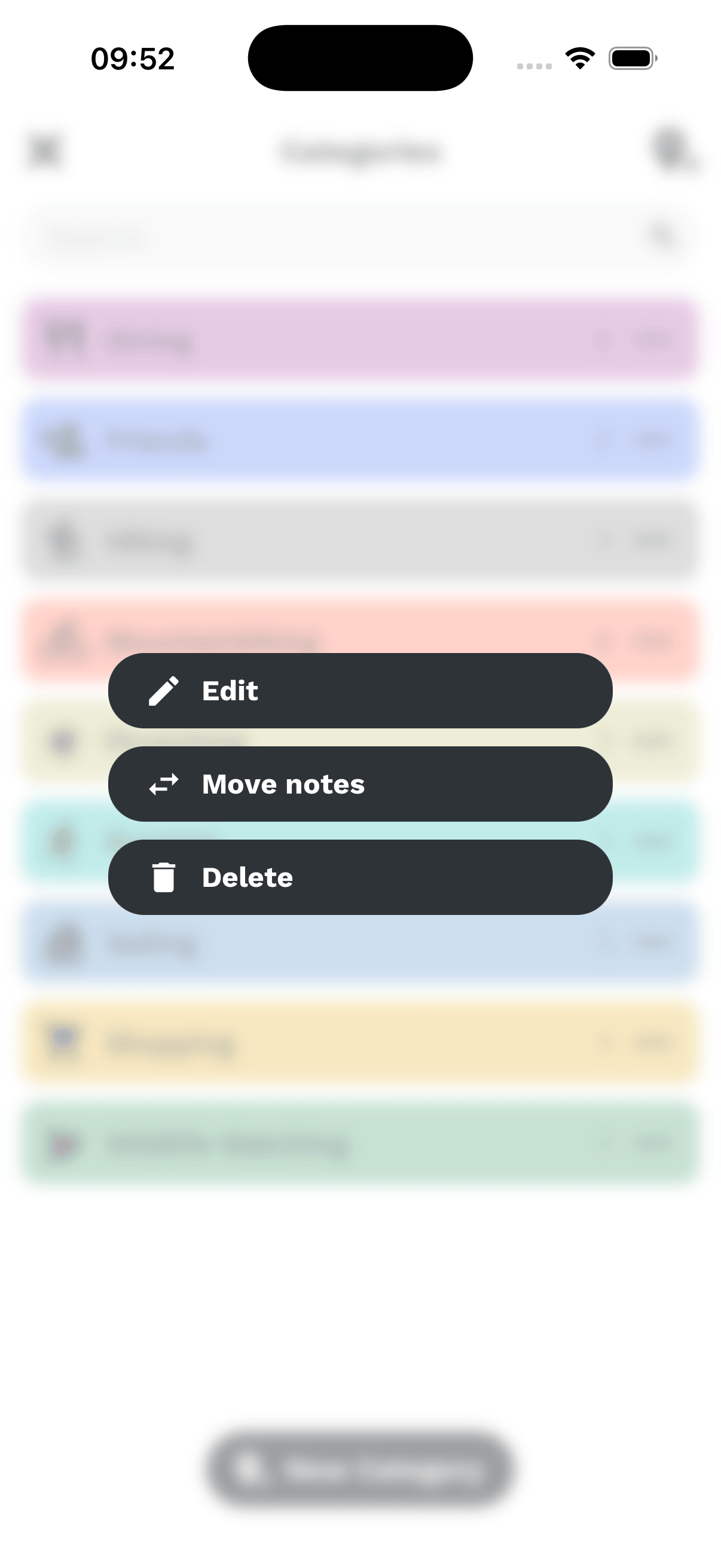 Category menu