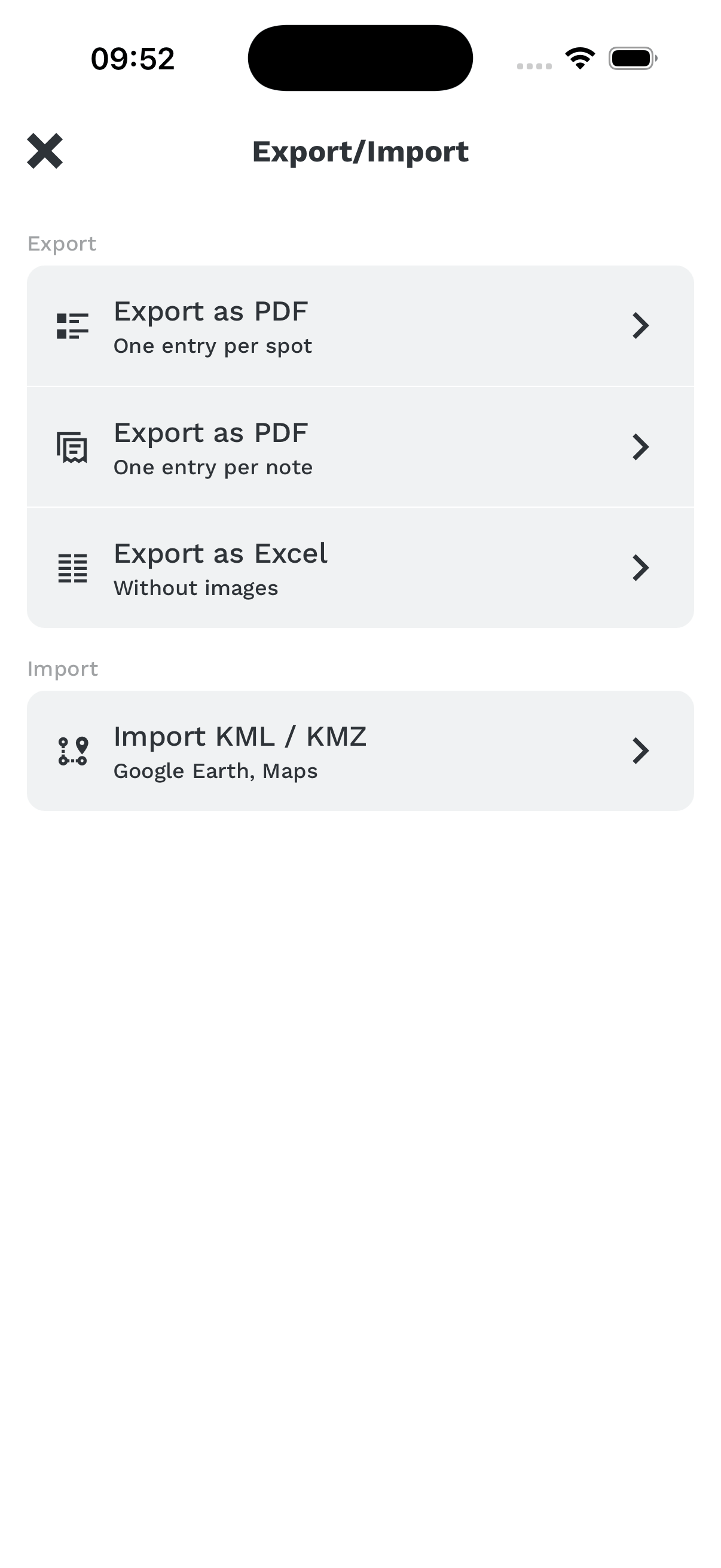 Export and import