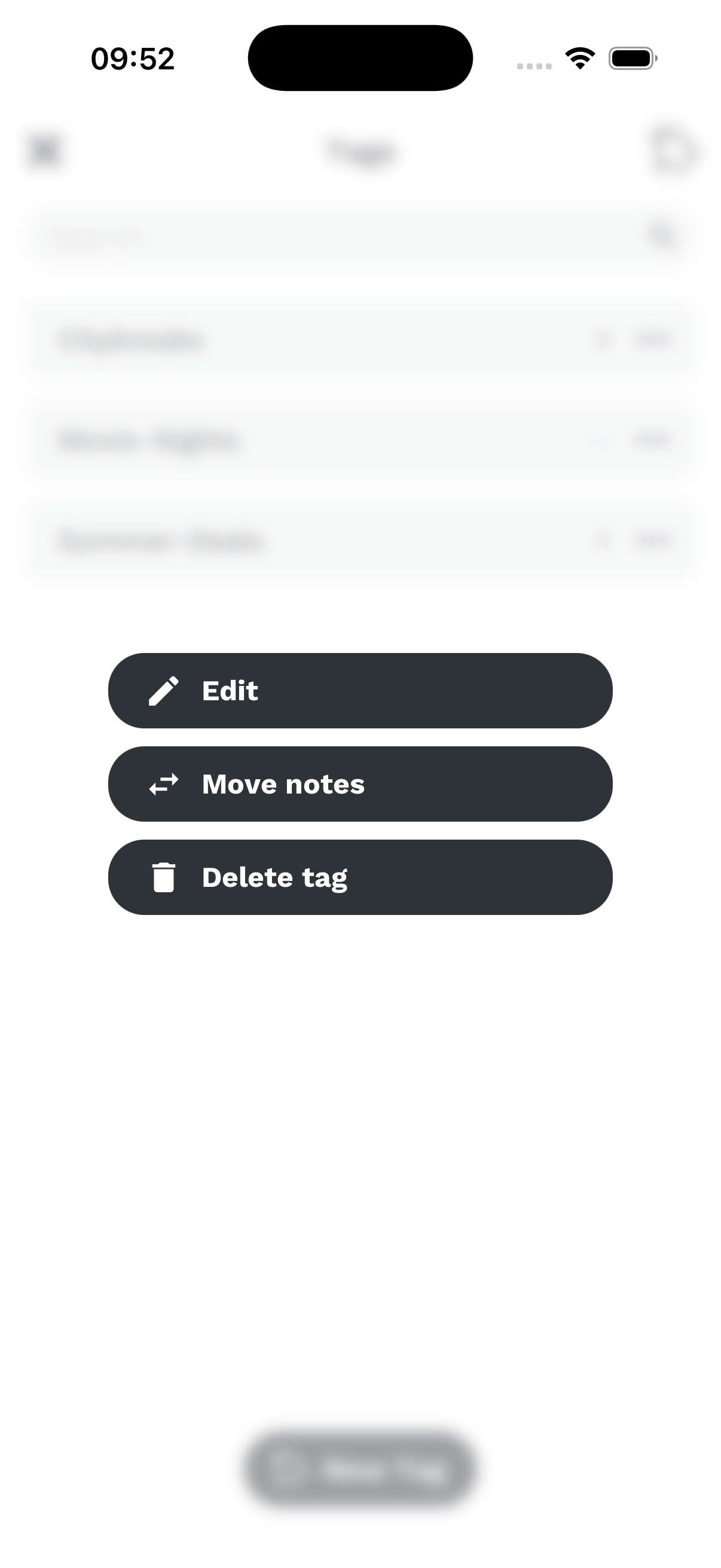 Tag menu