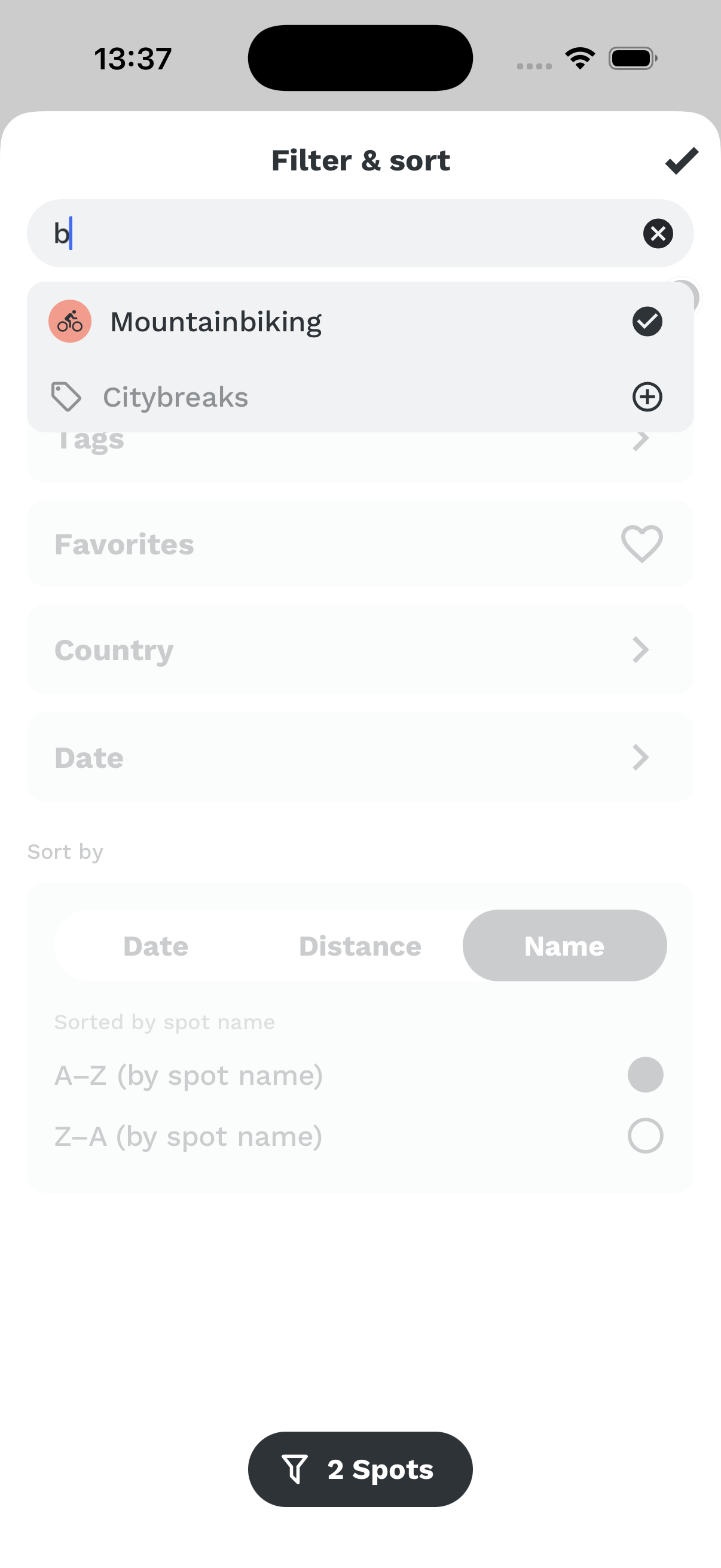 Search in filters