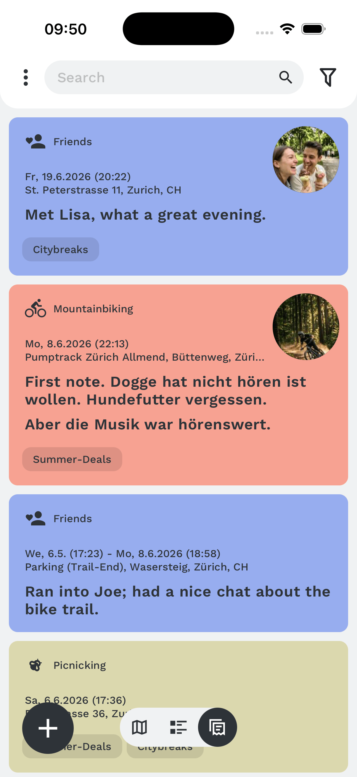 Notes view